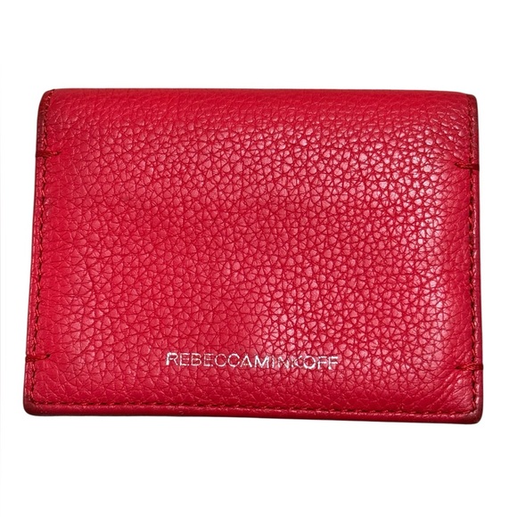 REBECCA MINKOFF Pebbled Leather Card Holder Red - Picture 2 of 11